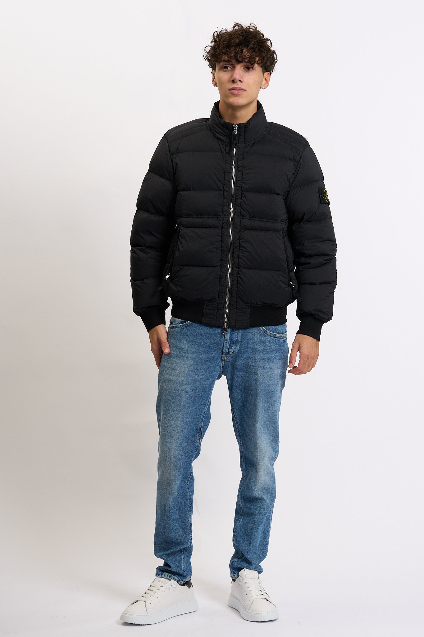 Stone island Bomber In Piuma Nero Uomo-4