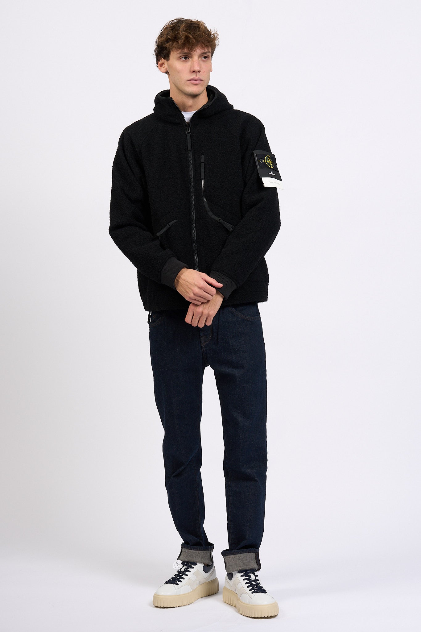 Stone island Caban Cappuccio Nero Uomo-3
