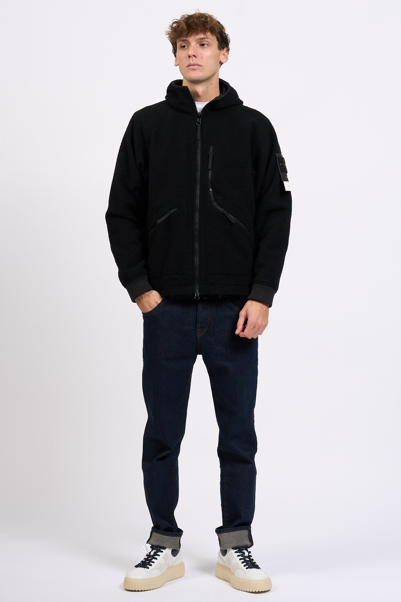 Stone island Caban Cappuccio Nero Uomo-4