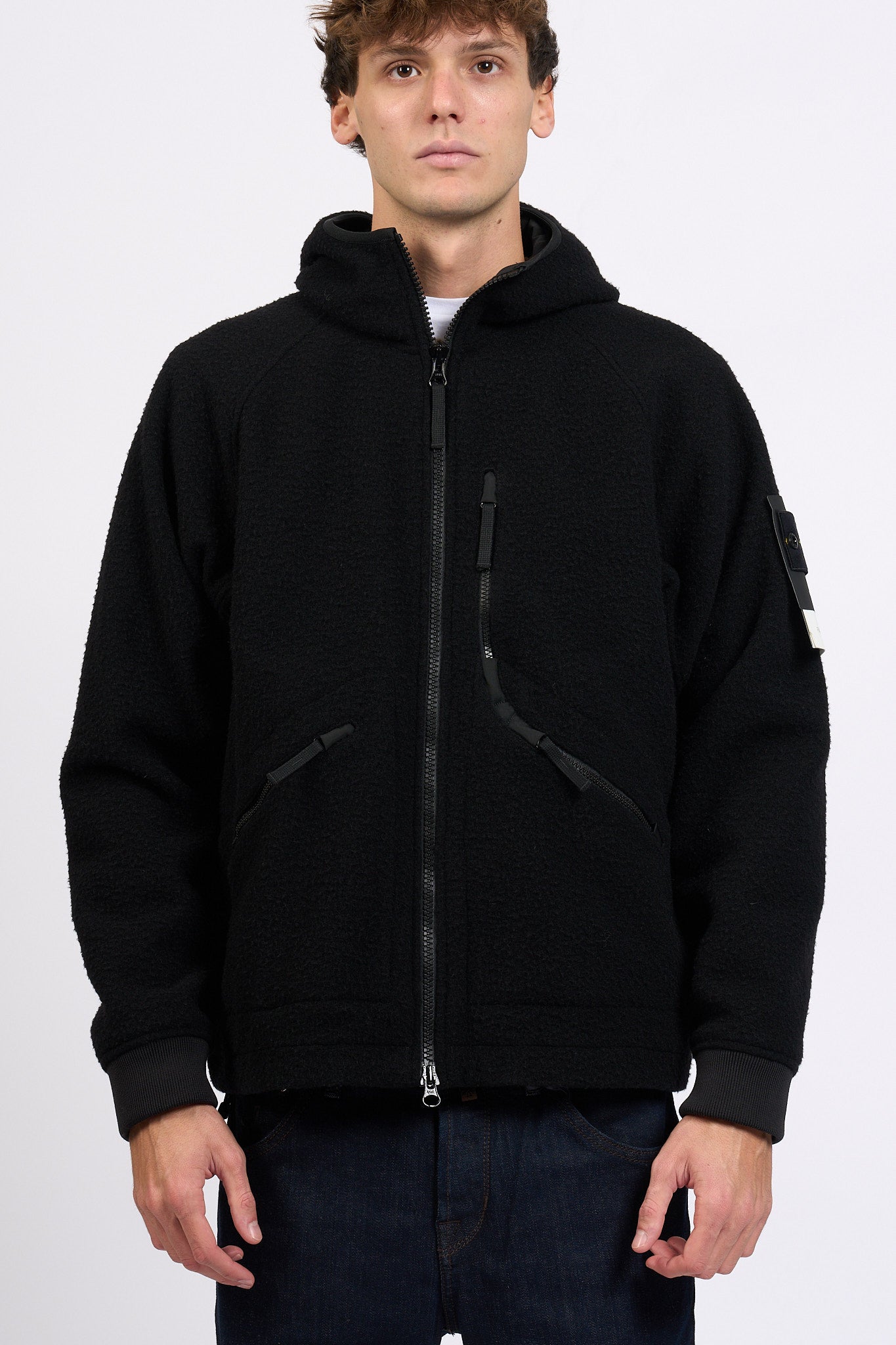 Stone island Caban Cappuccio Nero Uomo-5