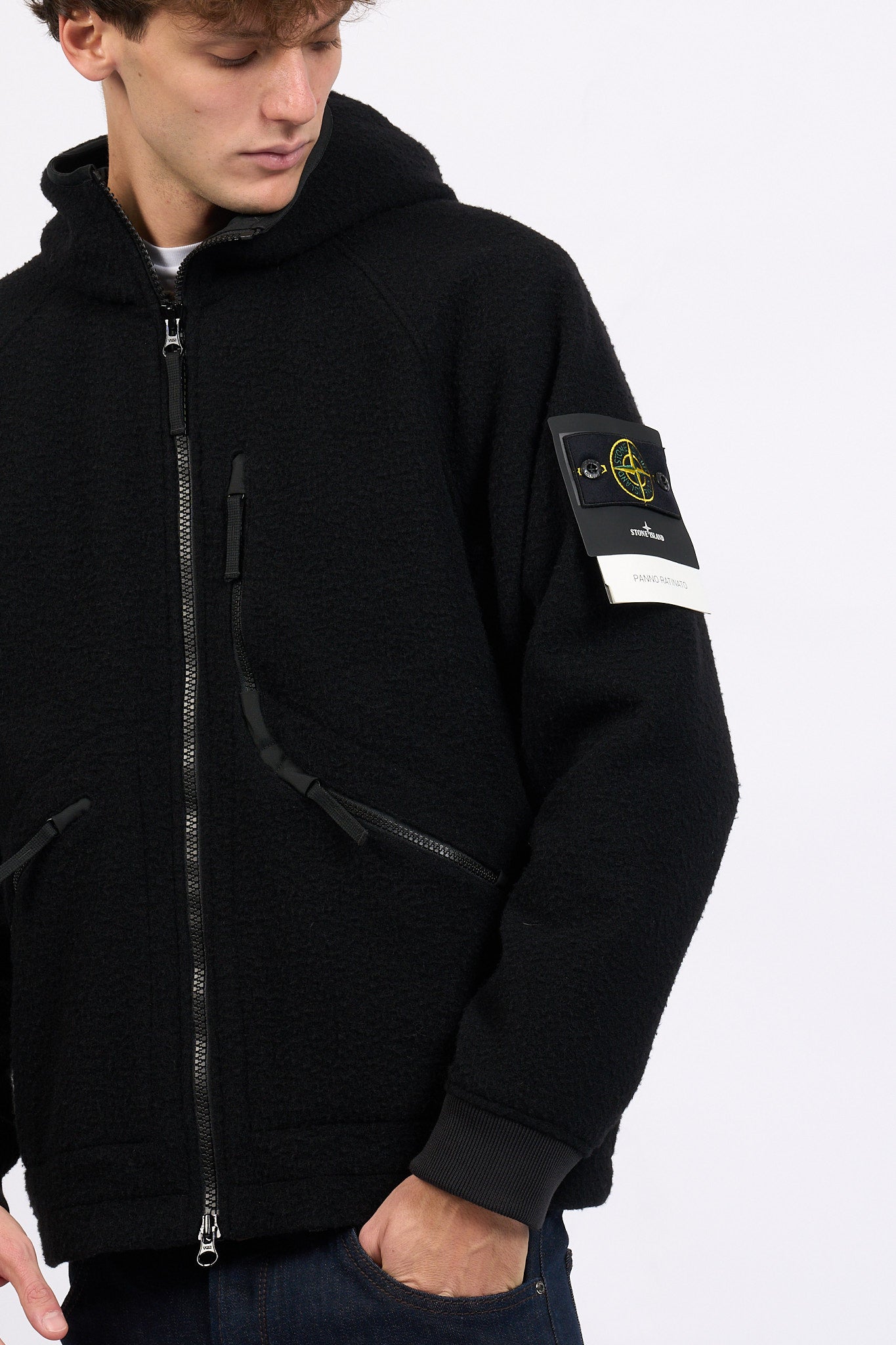 Stone island Caban Cappuccio Nero Uomo-6