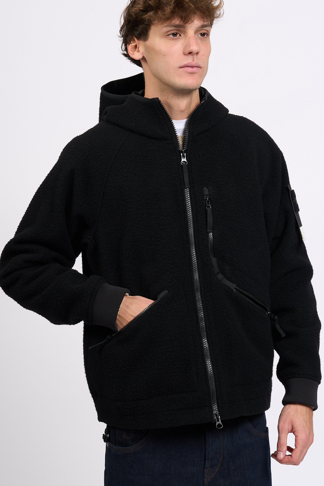 Stone island Caban Cappuccio Nero Uomo-1