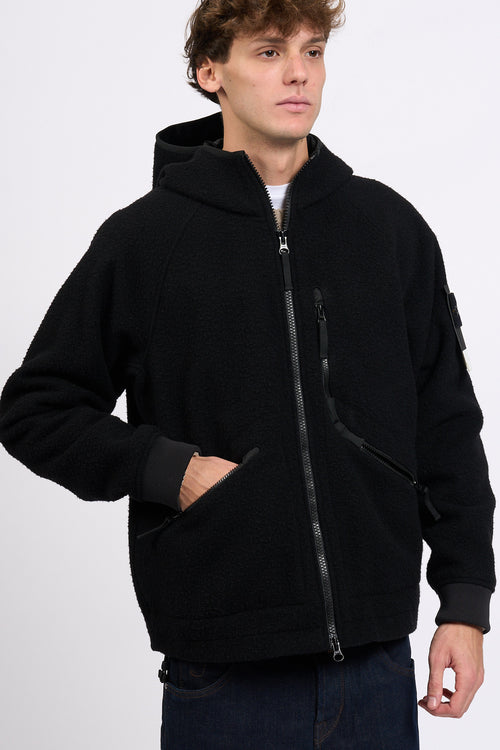 Stone island Caban Cappuccio Nero Uomo