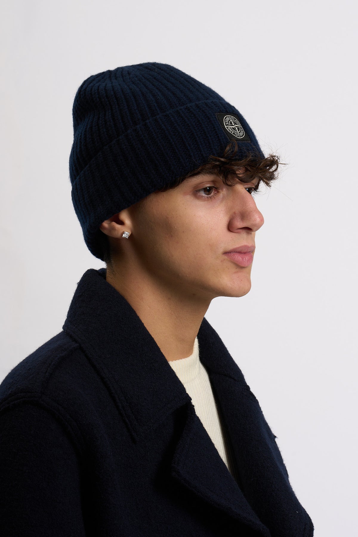 Stone Island Cappellino Lana Blu Uomo-2