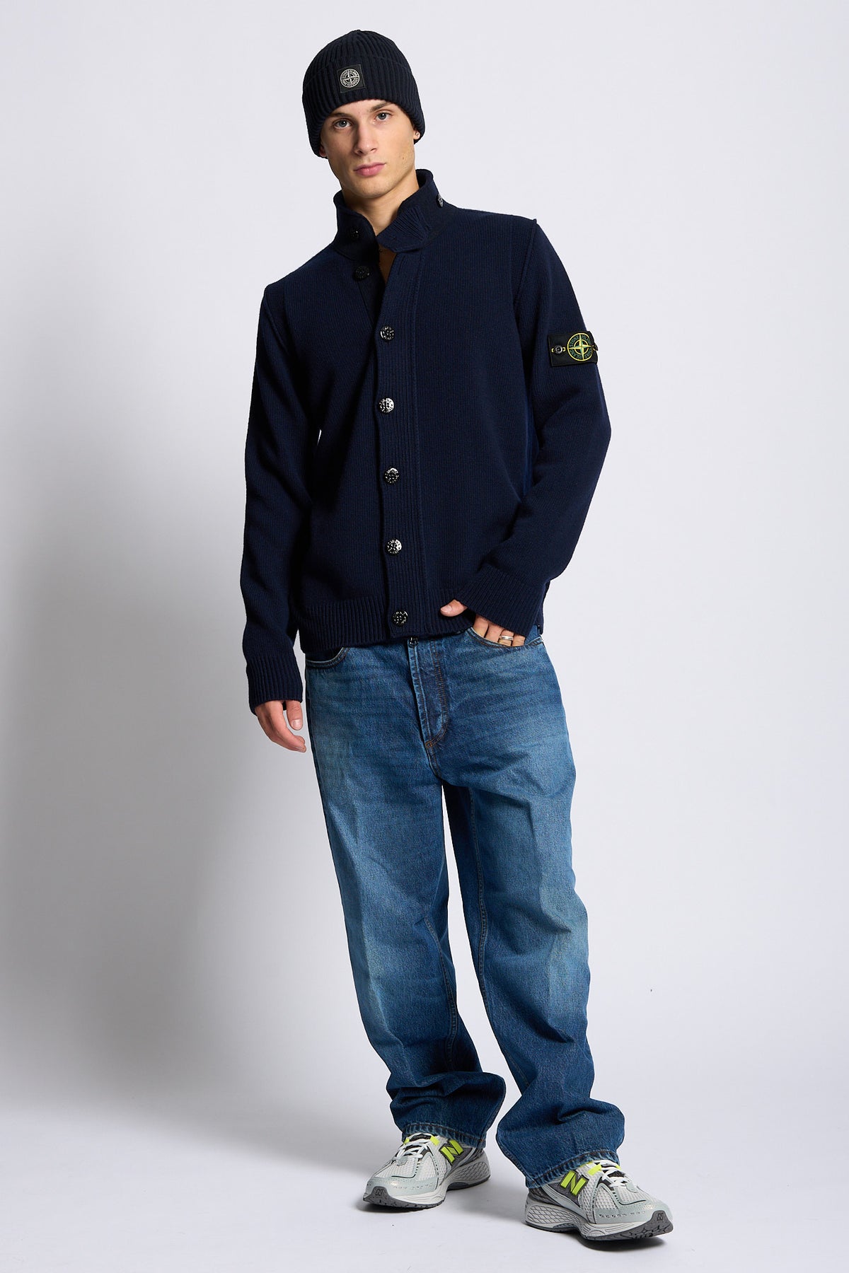 Stone island Cardigan Full Zip Blu Uomo-2