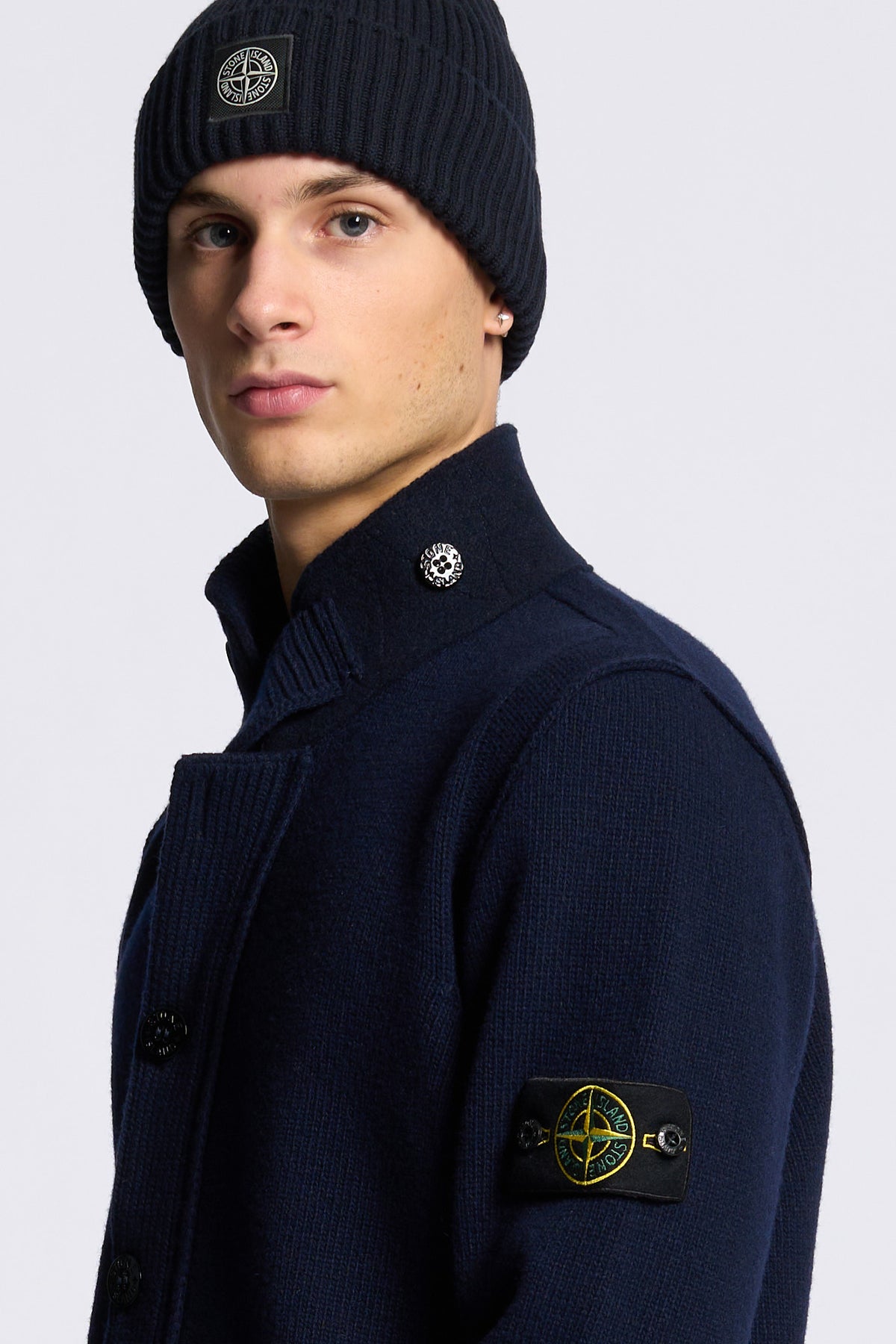 Stone island Cardigan Full Zip Blu Uomo-4