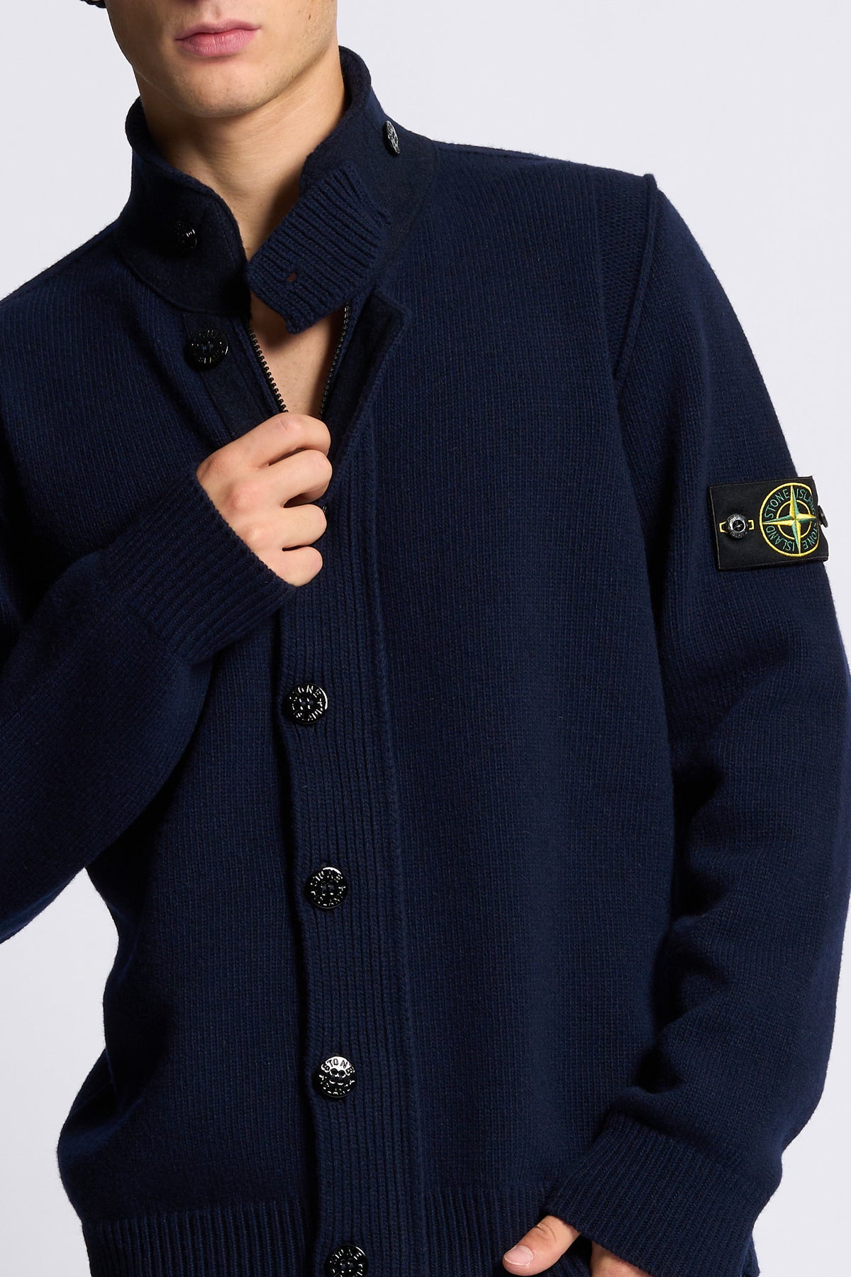 Stone island Cardigan Full Zip Blu Uomo-6