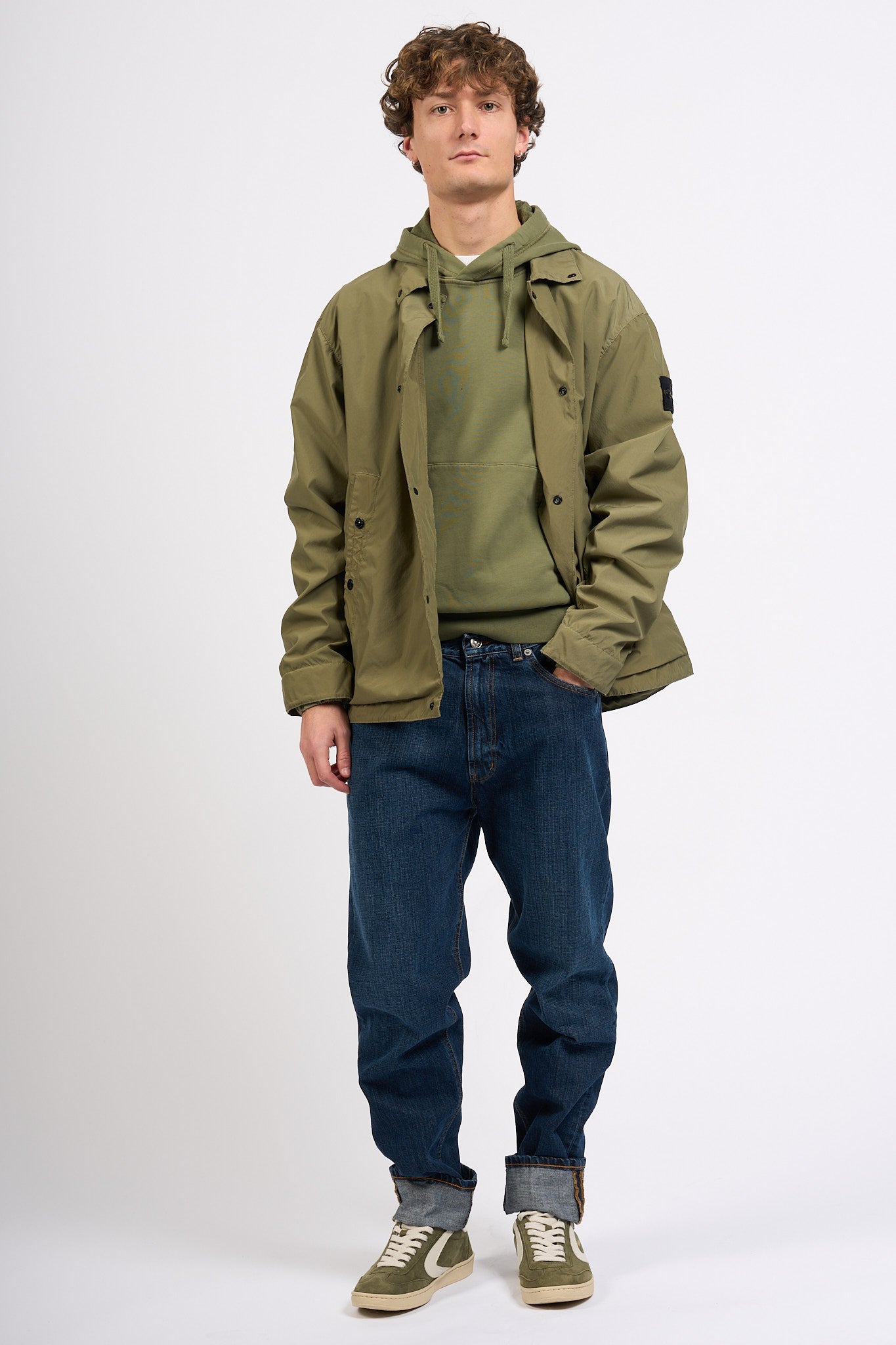 Stone island Coach Jacket Verde militare Uomo-4