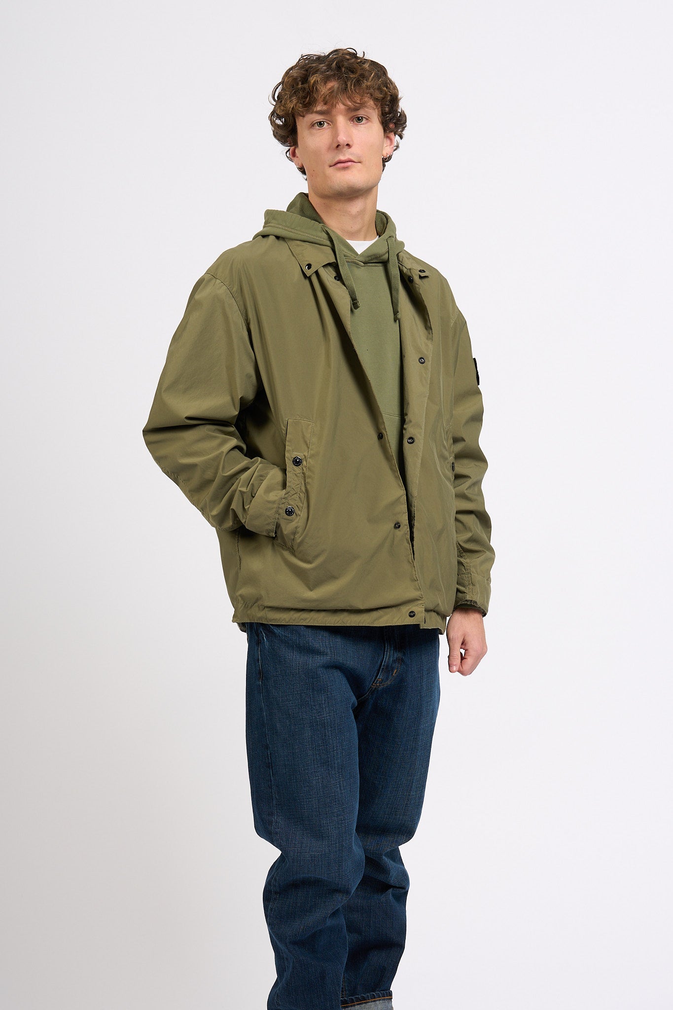 Stone island Coach Jacket Verde militare Uomo-3