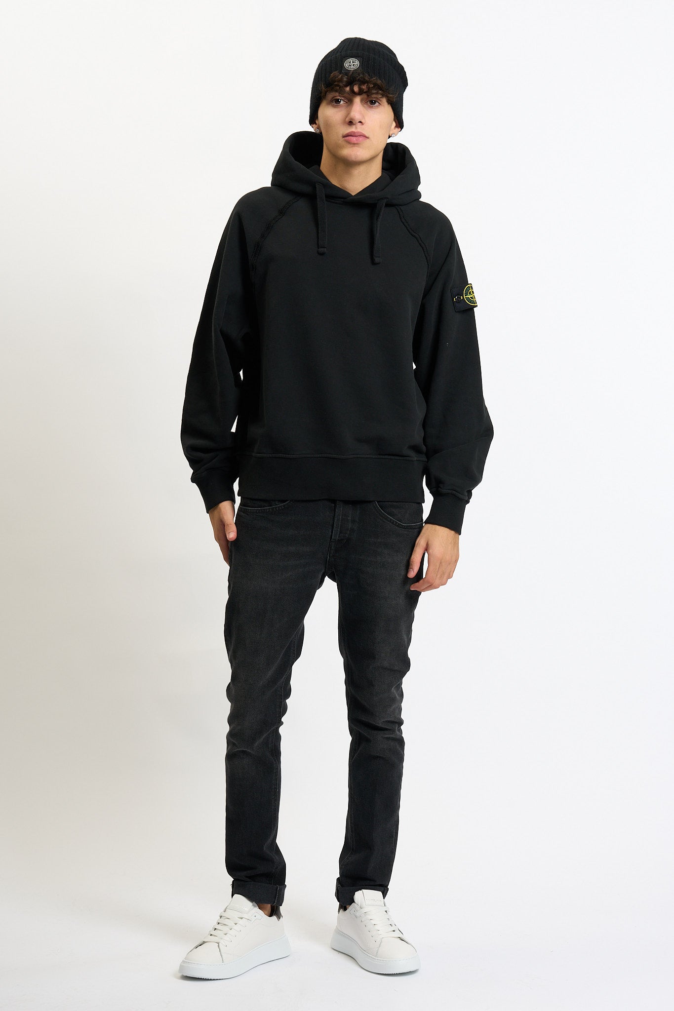 Stone island Felpa Cappuccio Over Nero Uomo-6