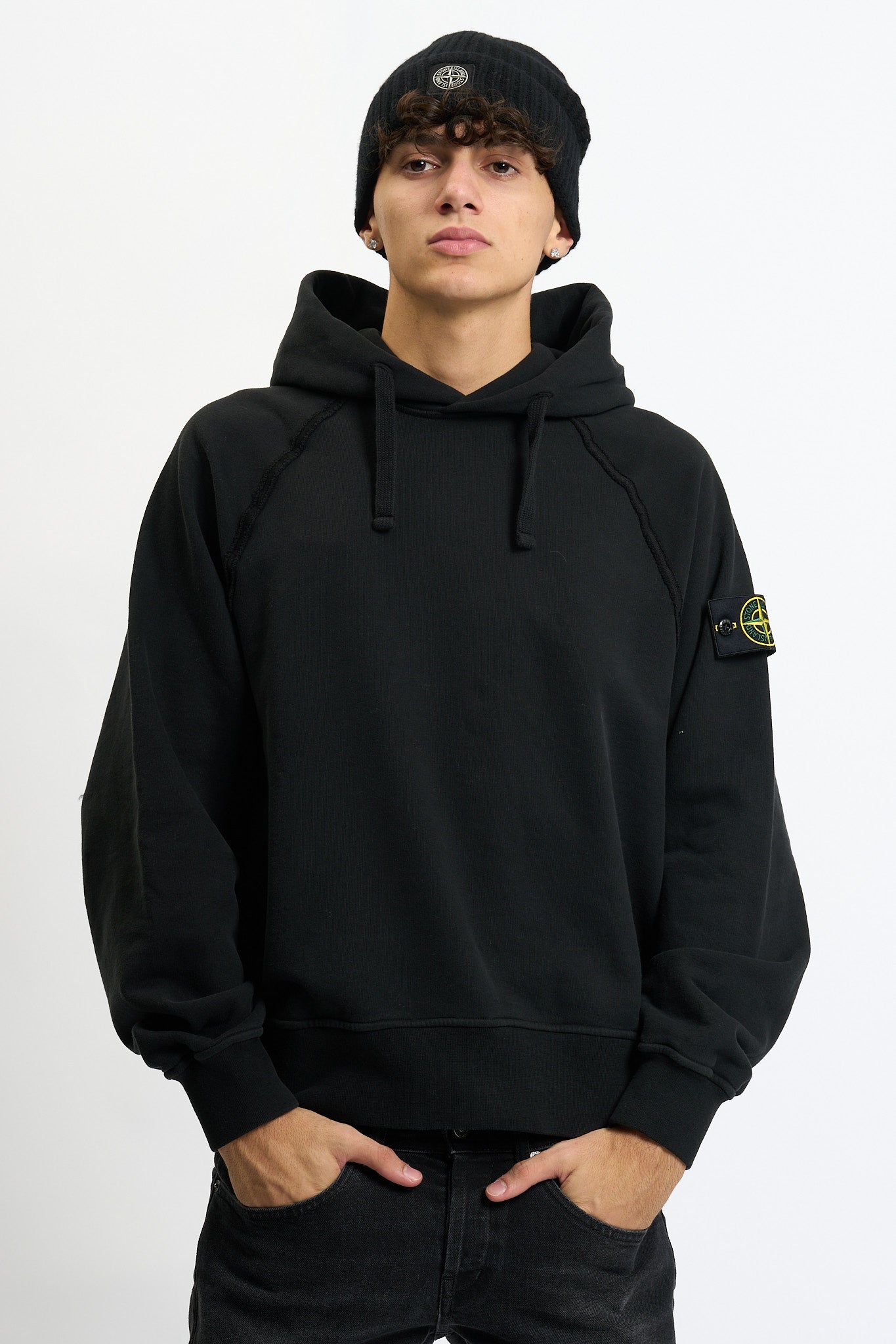 Stone island Felpa Cappuccio Over Nero Uomo-1
