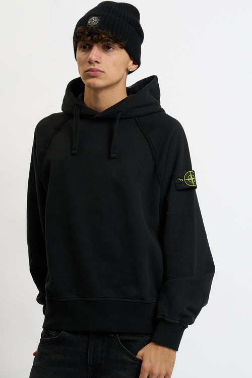 Stone island Felpa Cappuccio Over Nero Uomo-2