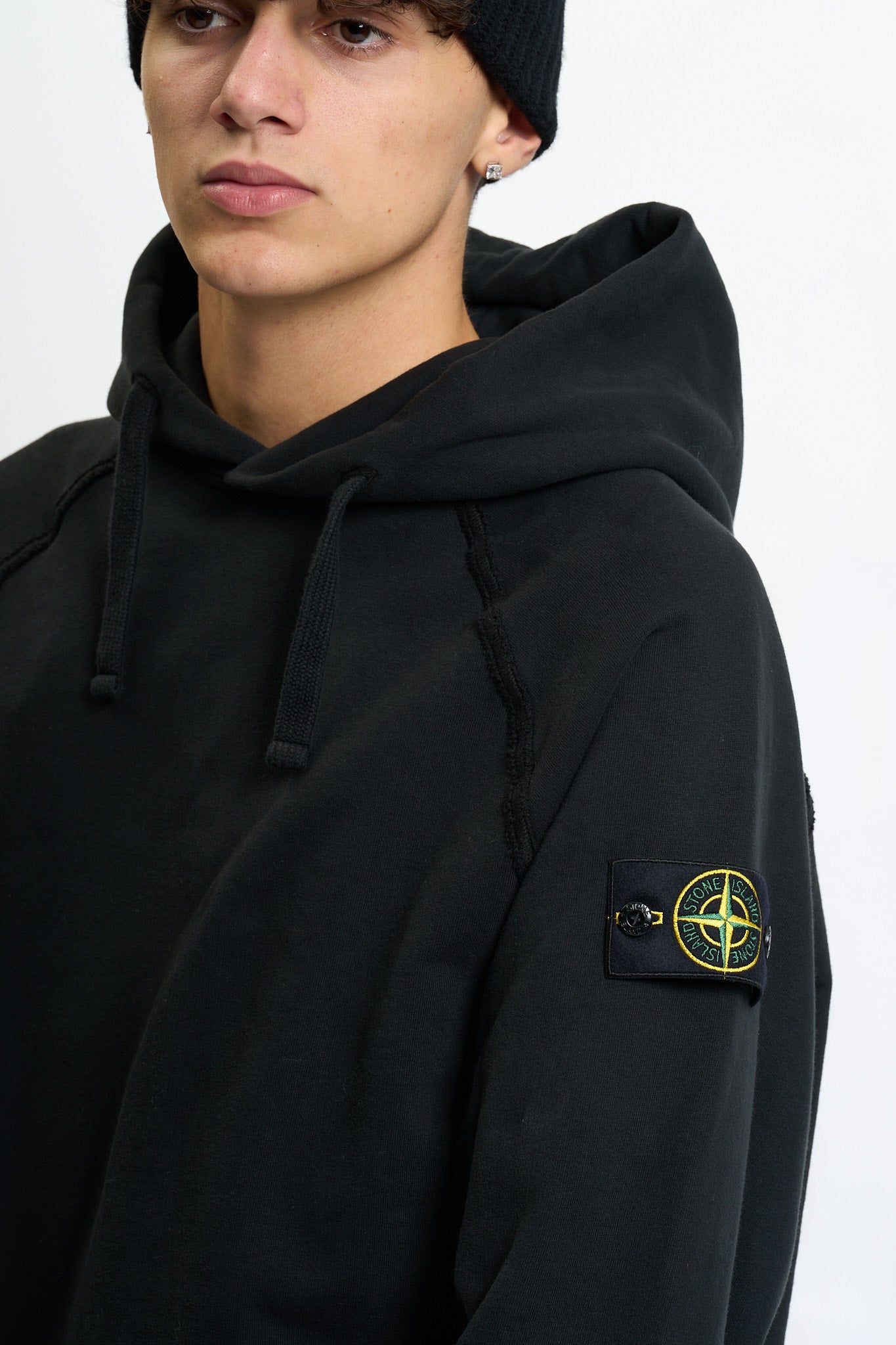Stone island Felpa Cappuccio Over Nero Uomo-5
