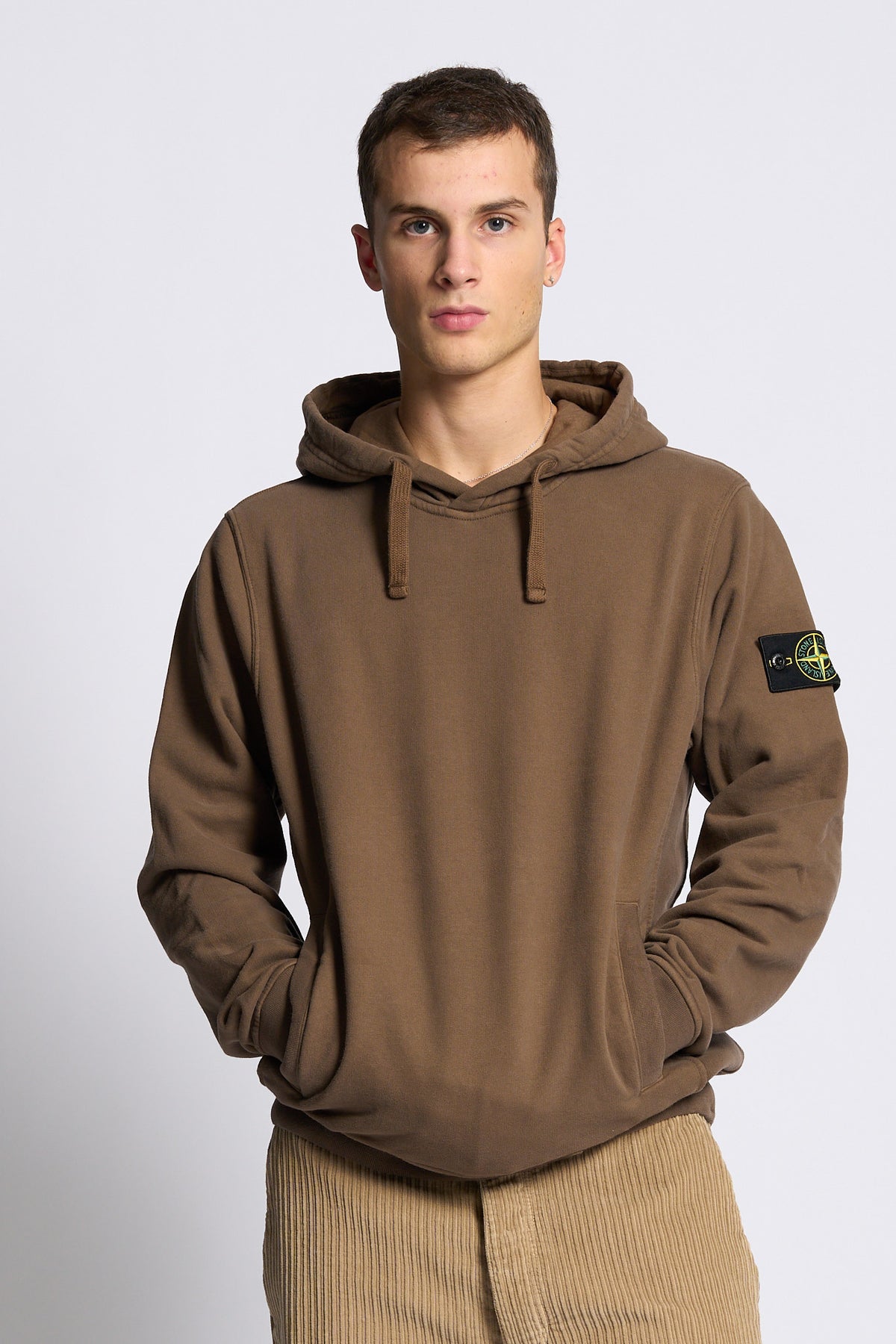Stone island Felpa Cappuccio Terra Uomo-3