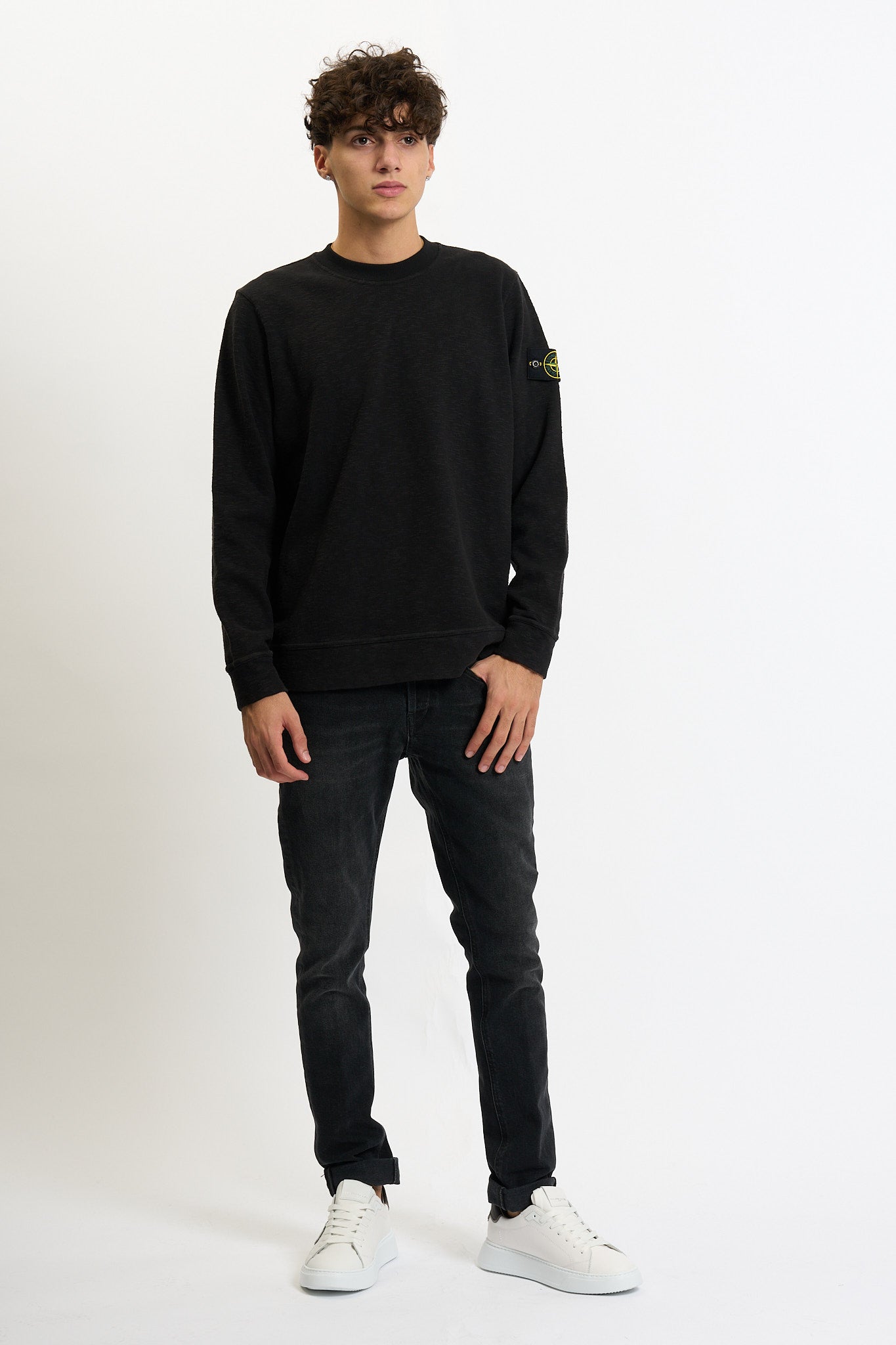 Stone island Felpa Fiammata Nero Uomo-2