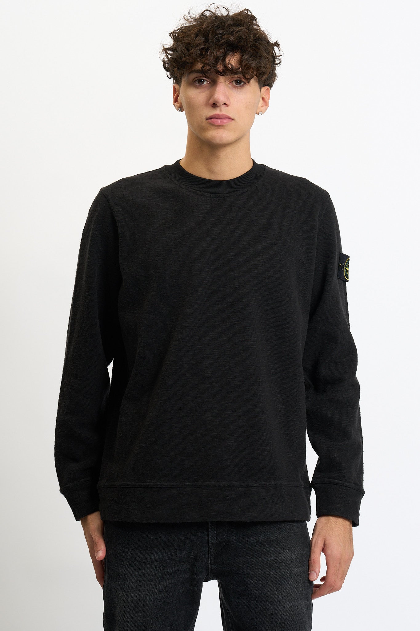 Stone island Felpa Fiammata Nero Uomo-3