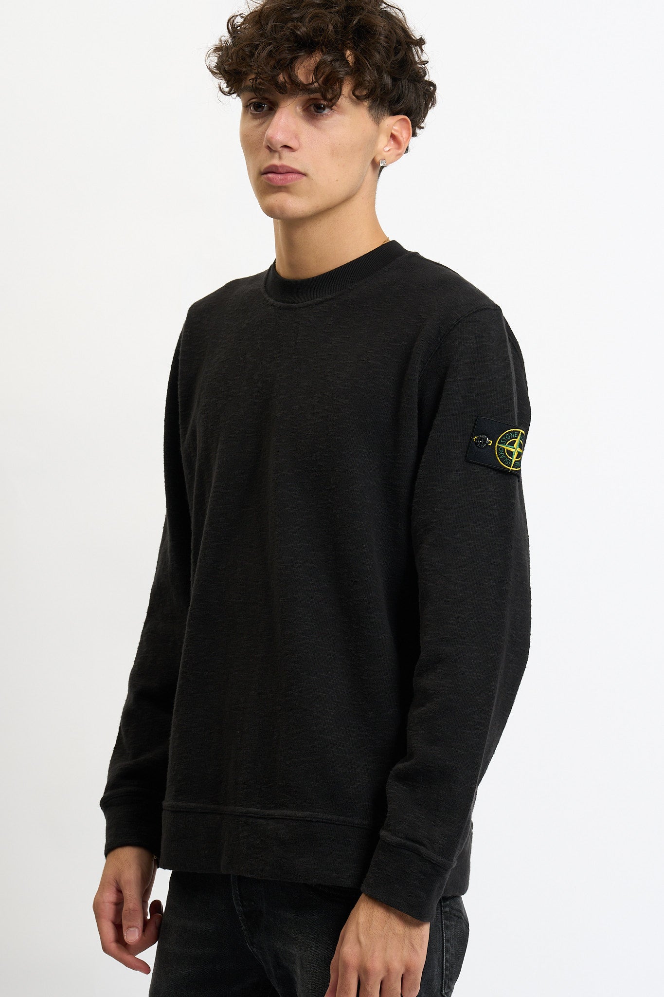 Stone island Felpa Fiammata Nero Uomo-4