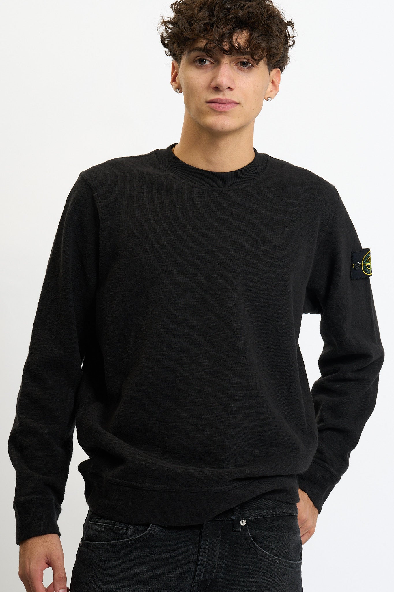 Stone island Felpa Fiammata Nero Uomo-6
