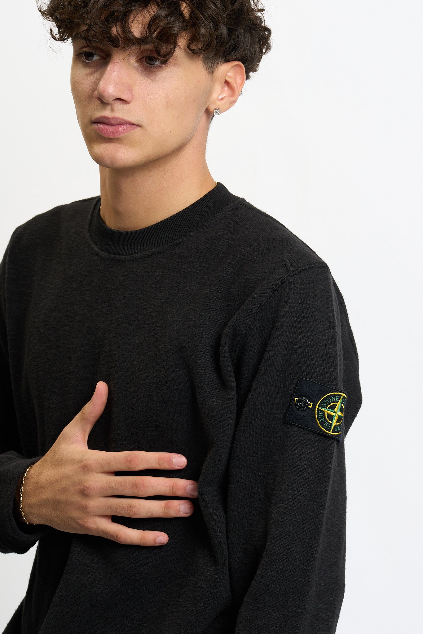 Stone island Felpa Fiammata Nero Uomo-1