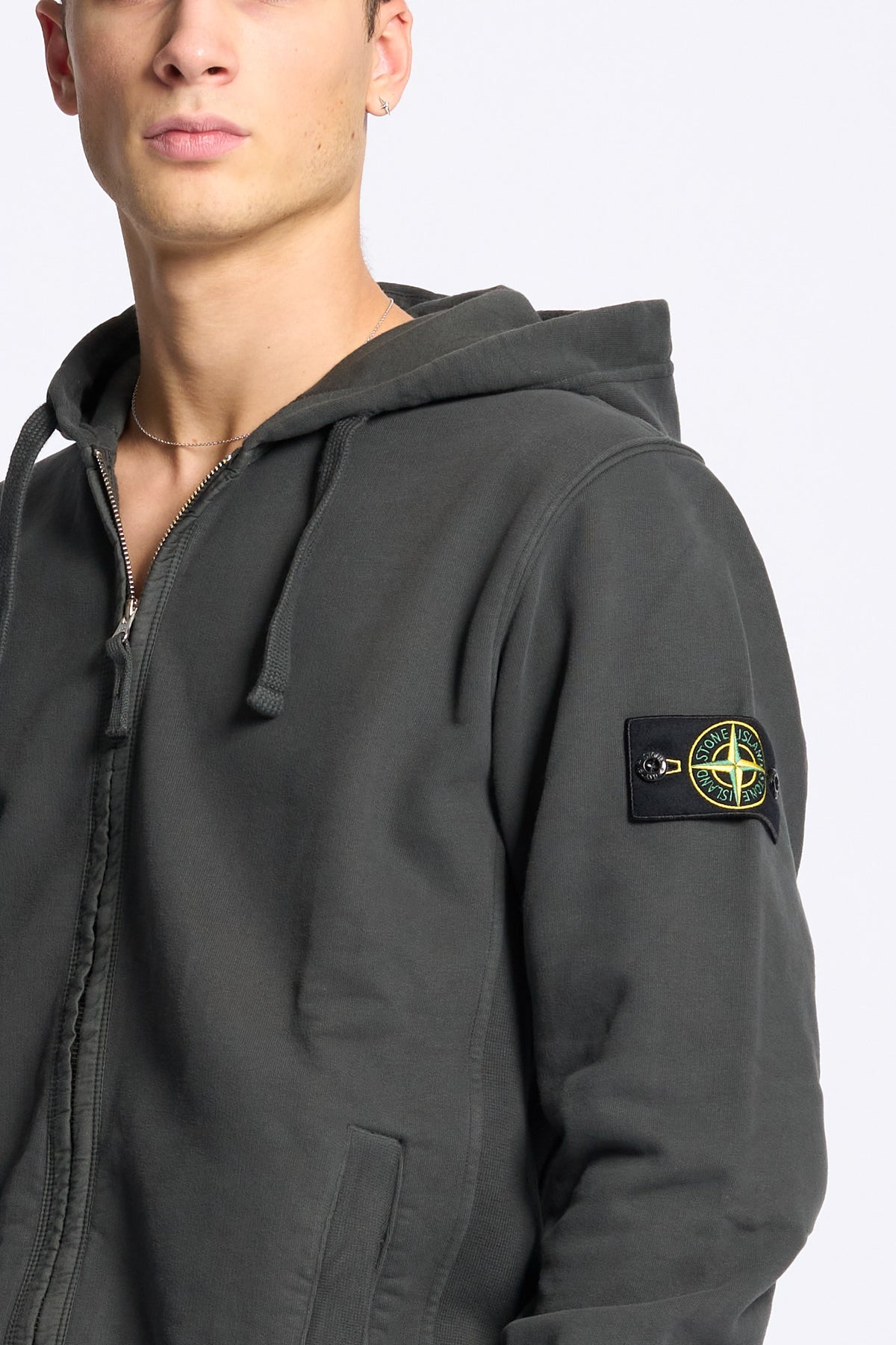 Stone island Felpa Full Zip Cappuccio Carbone Uomo-6