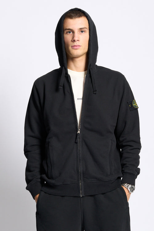 Stone island Felpa Full Zip Cappuccio Nero Uomo