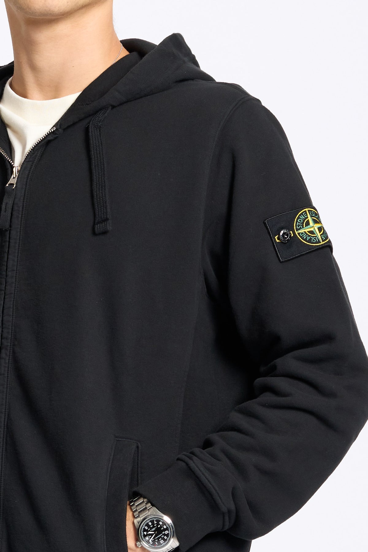 Stone island Felpa Full Zip Cappuccio Nero Uomo-7