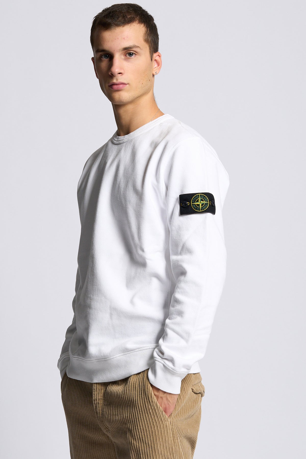 Stone island Felpa Girocollo Bianco Uomo-3