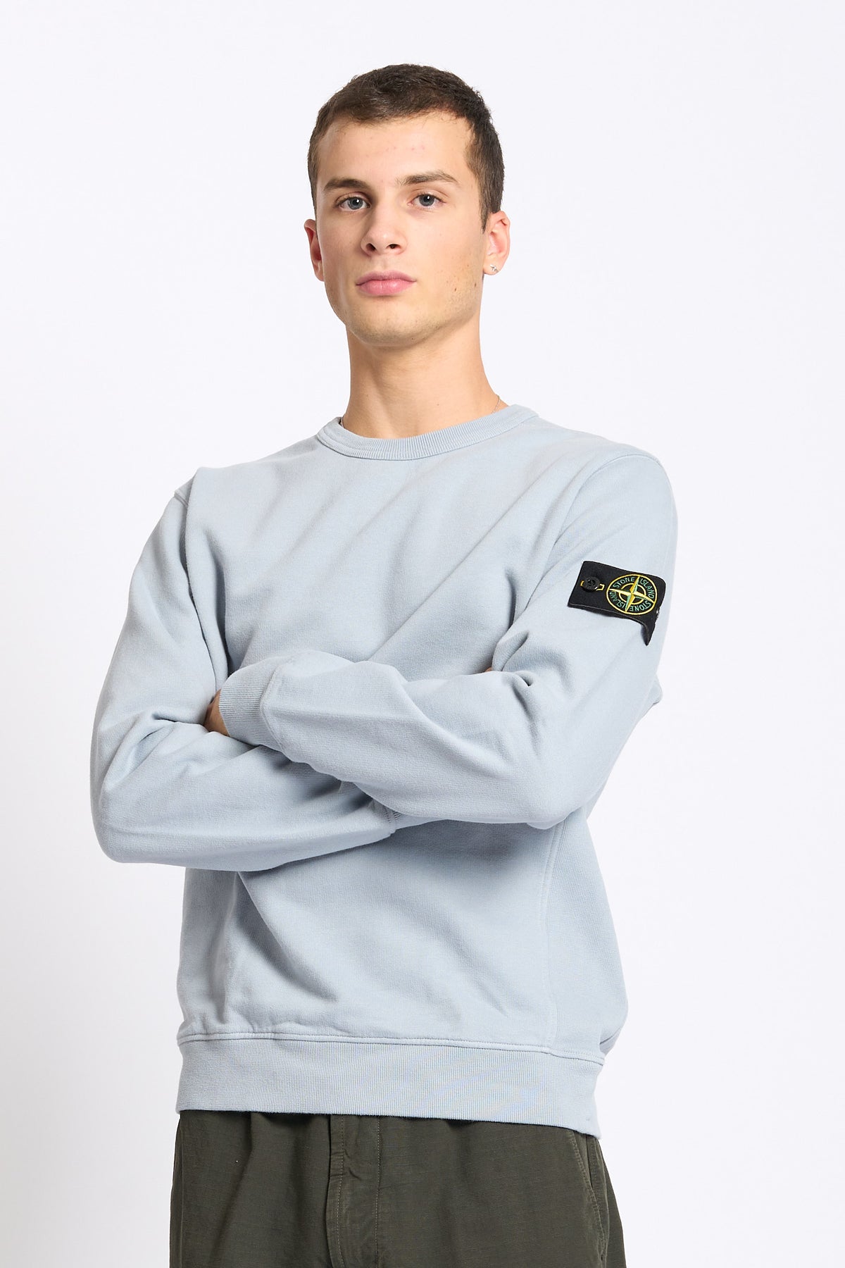 Stone island Felpa Girocollo Cenere Uomo-3
