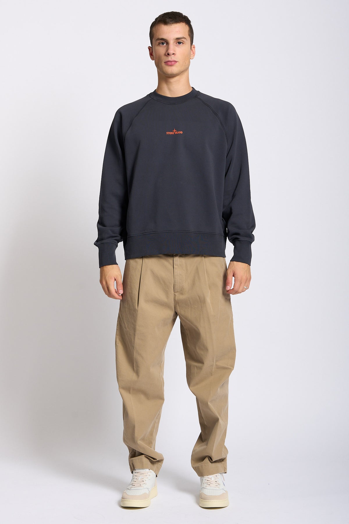 Stone island Felpa Girocollo Stampa Blu Uomo-3