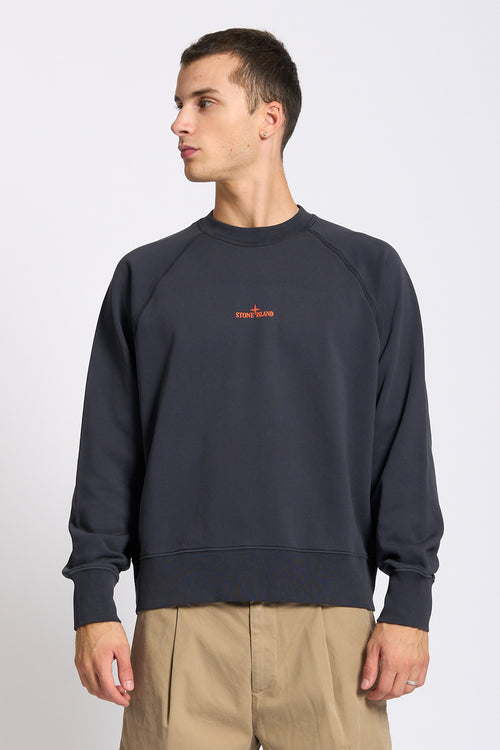 Stone island Felpa Girocollo Stampa Blu Uomo