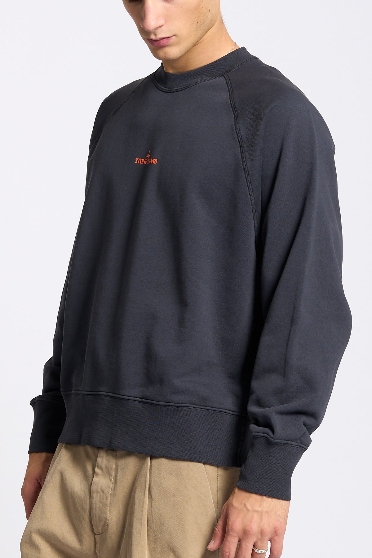 Stone island Felpa Girocollo Stampa Blu Uomo-4