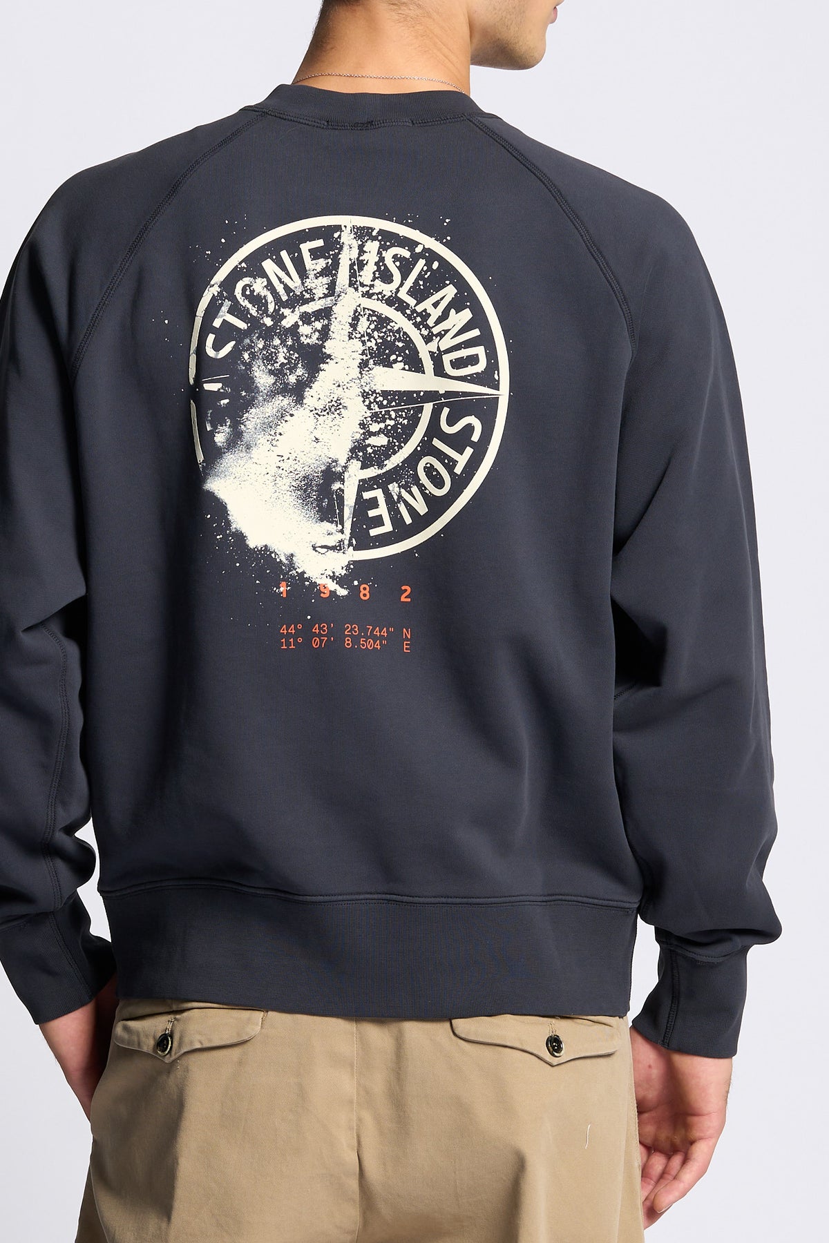 Stone island Felpa Girocollo Stampa Blu Uomo-2