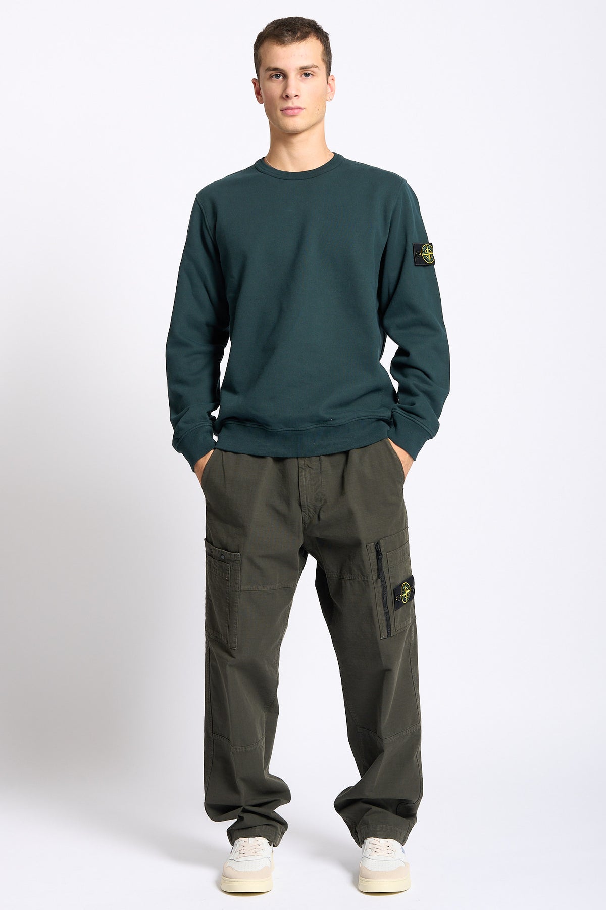 Stone island Felpa Girocollo Verde scuro Uomo-2