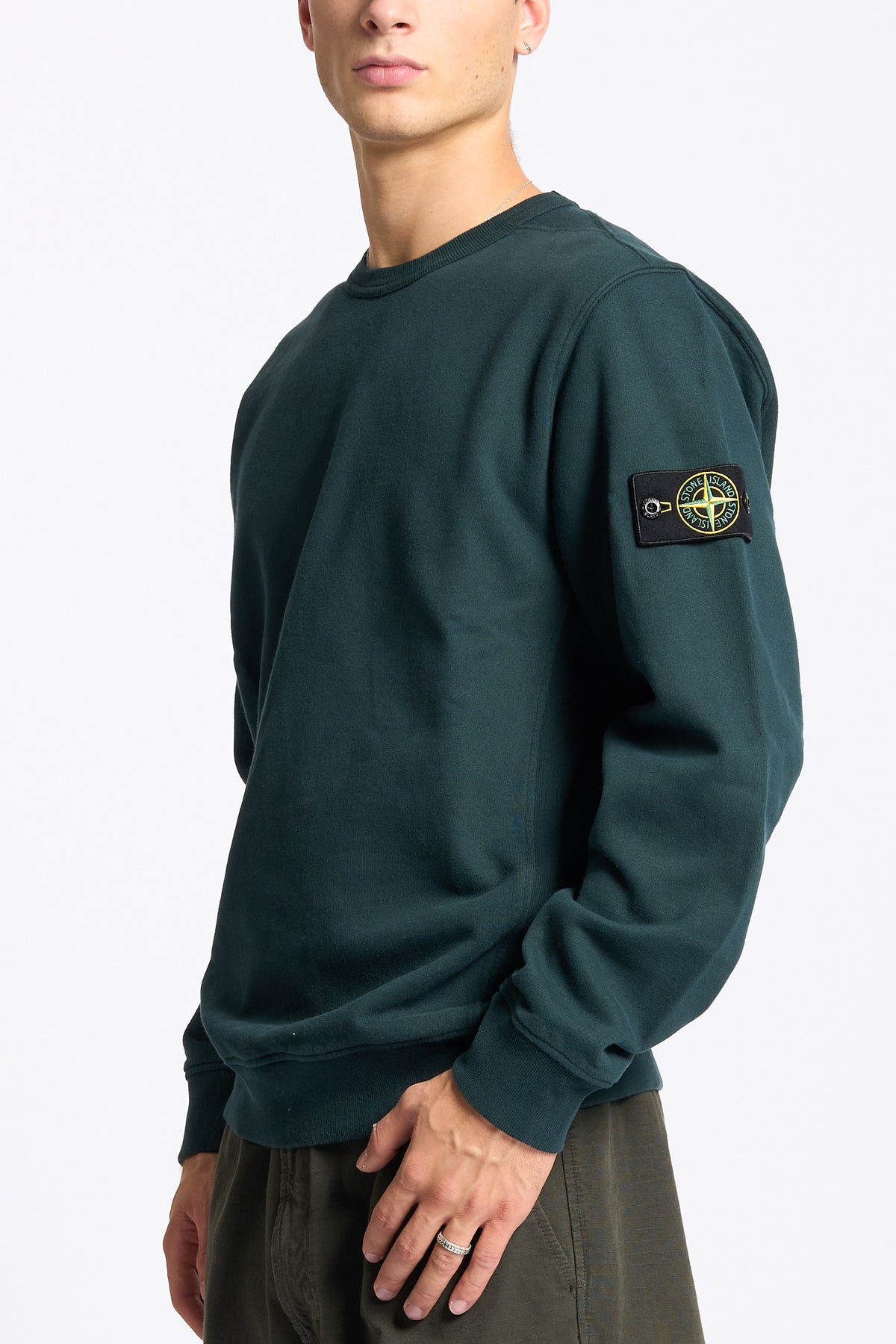 Stone island Felpa Girocollo Verde scuro Uomo-3
