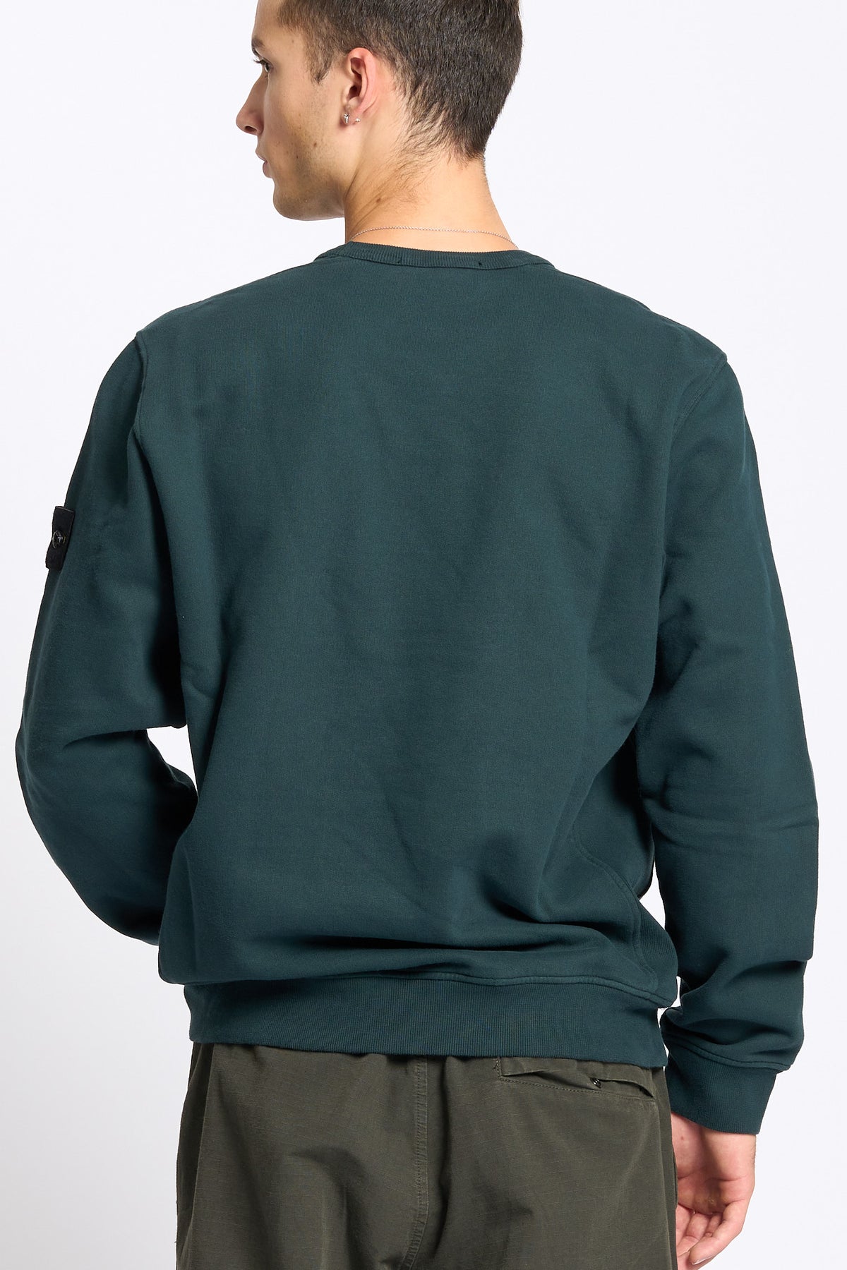 Stone island Felpa Girocollo Verde scuro Uomo-4