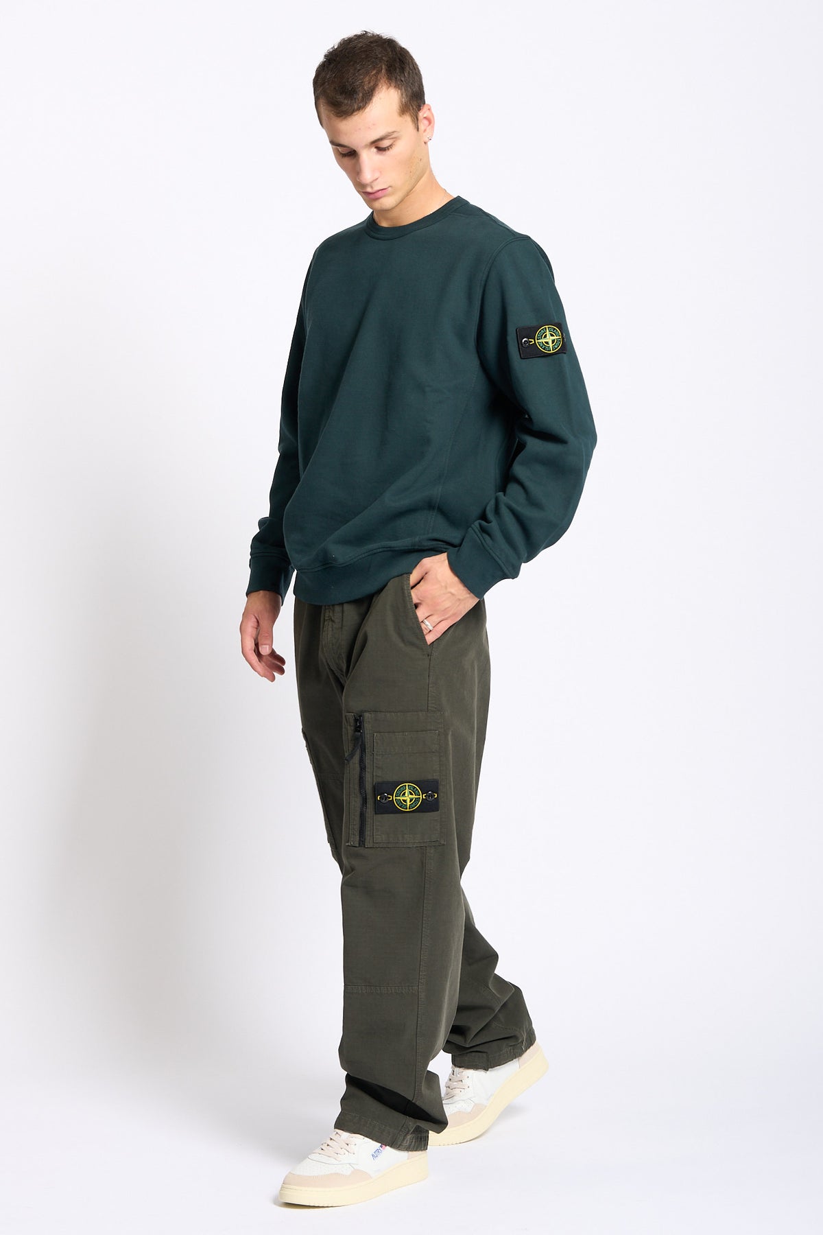 Stone island Felpa Girocollo Verde scuro Uomo-6