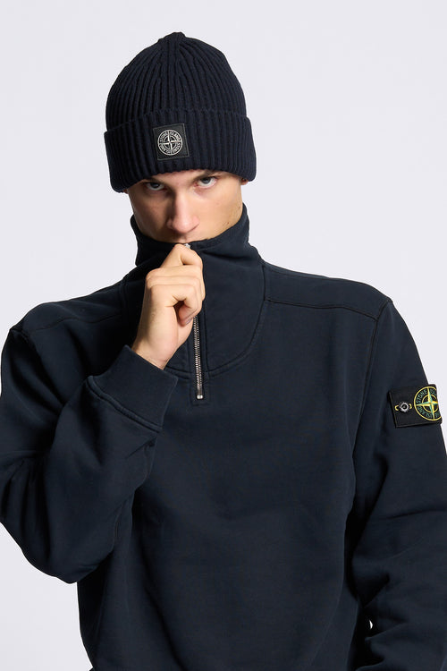 Stone island Felpa Mezza Zip Blu Uomo-2