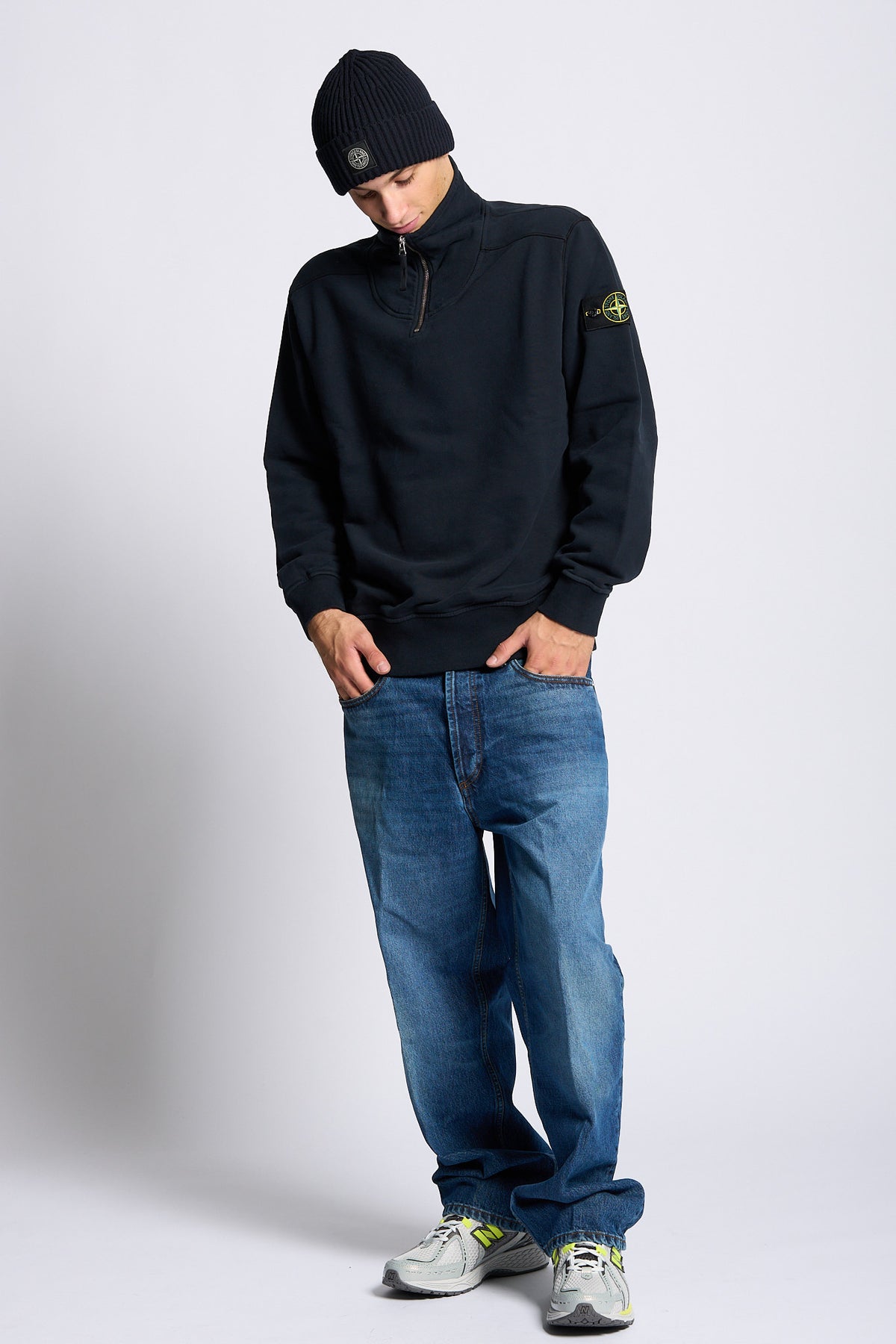 Stone island Felpa Mezza Zip Blu Uomo-7