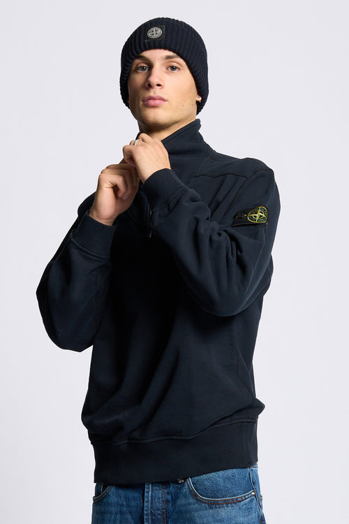 Stone island Felpa Mezza Zip Blu Uomo