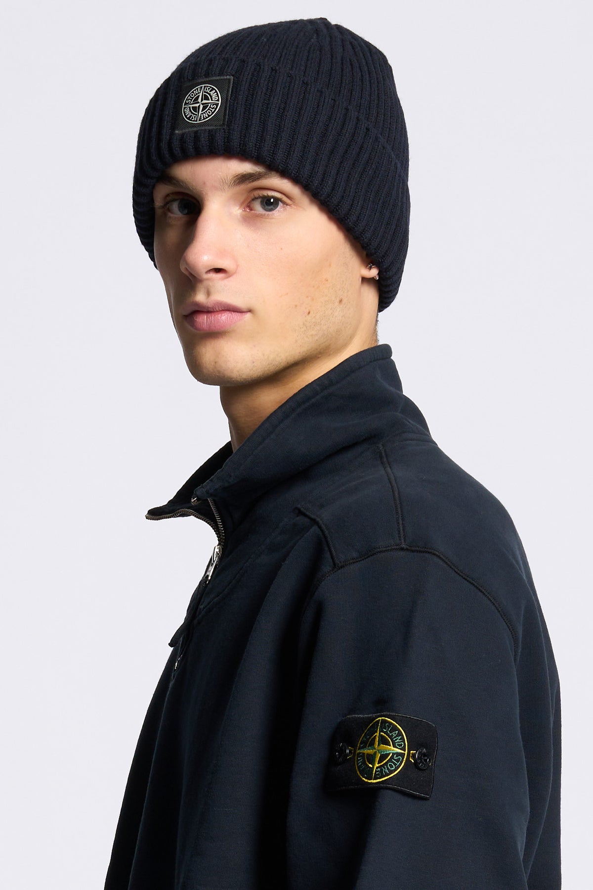 Stone island Felpa Mezza Zip Blu Uomo-4