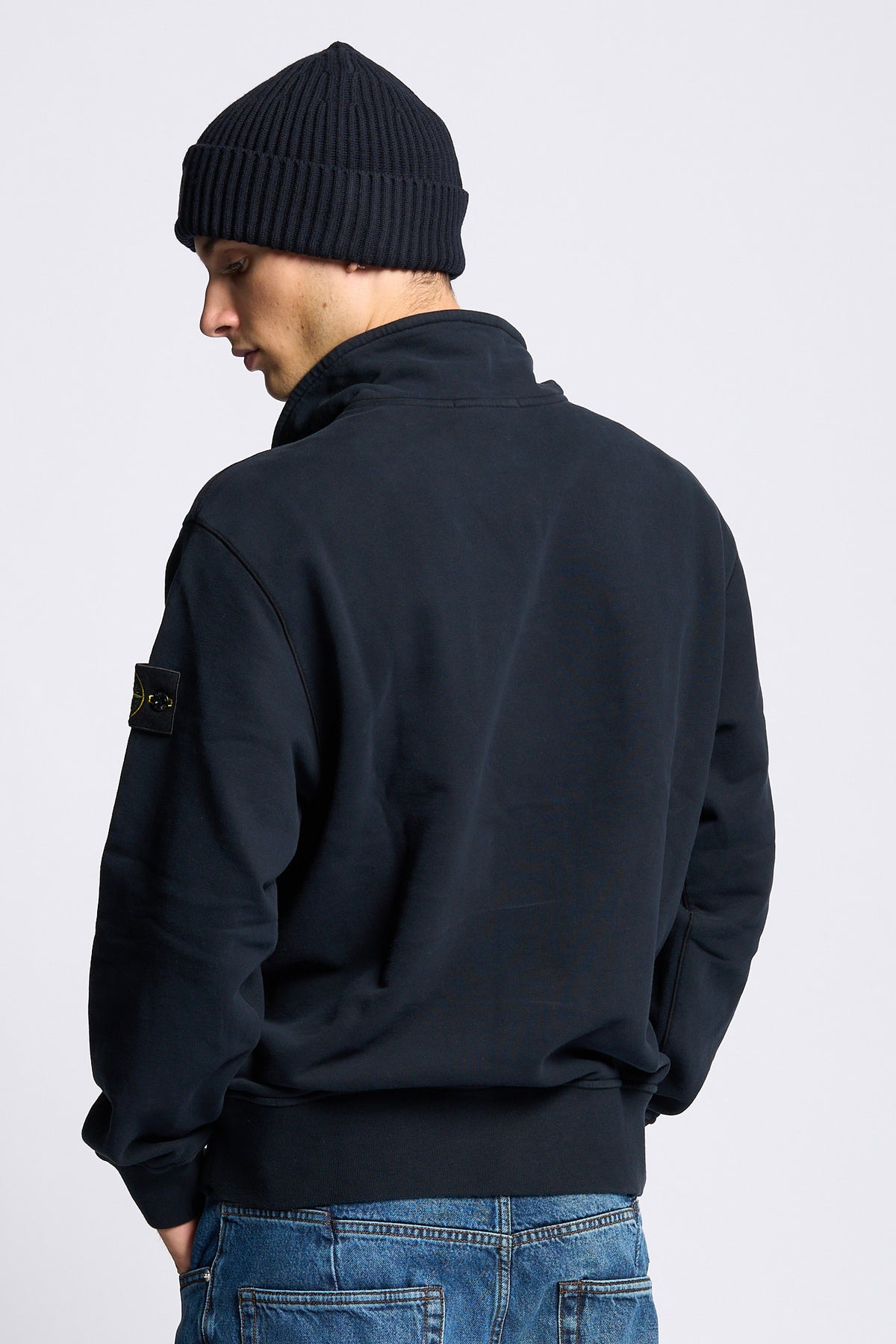 Stone island Felpa Mezza Zip Blu Uomo-5