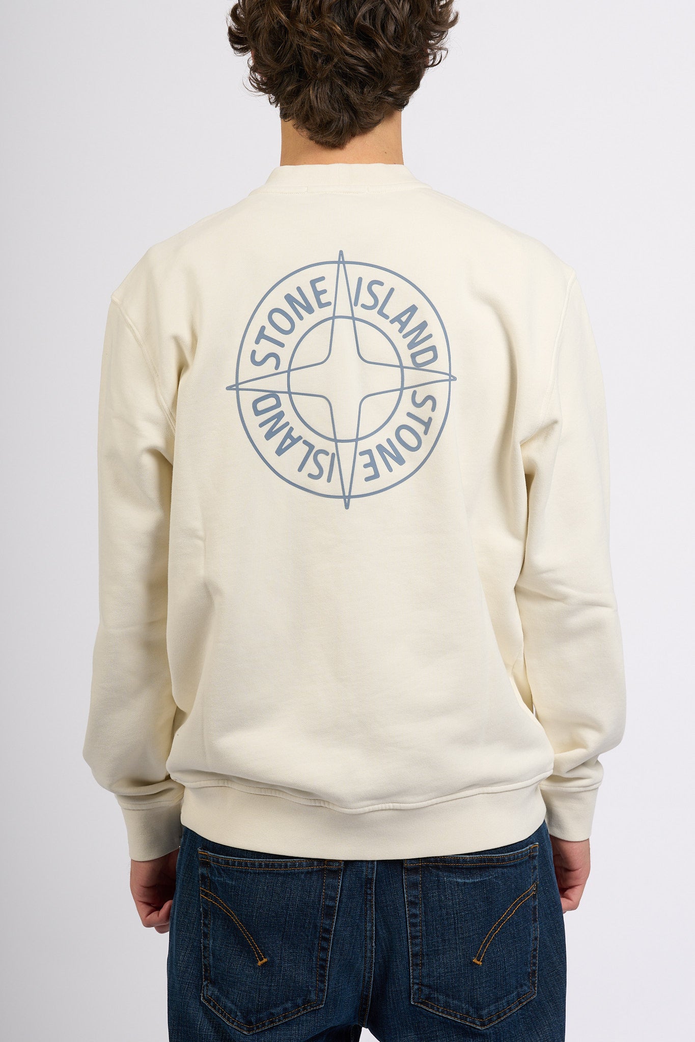 Stone Island Felpa Stampa Retro Avorio Uomo-6