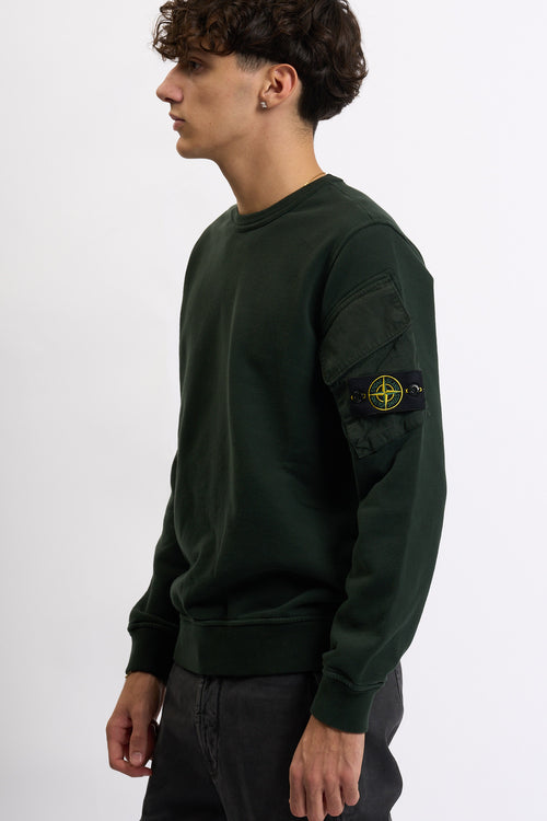 Stone island Felpa Tasche Su Maniche Verde Uomo