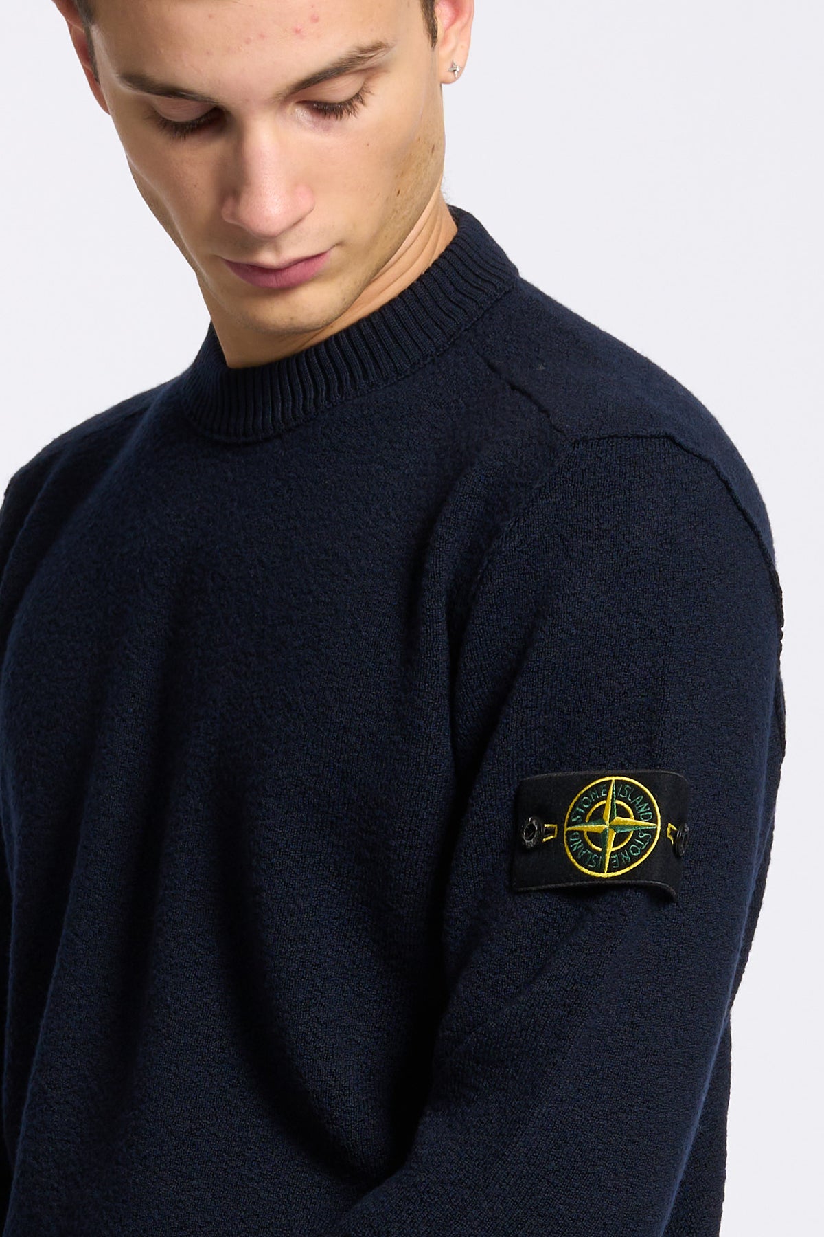 Stone island Girocollo Boucle' Blu Uomo-3