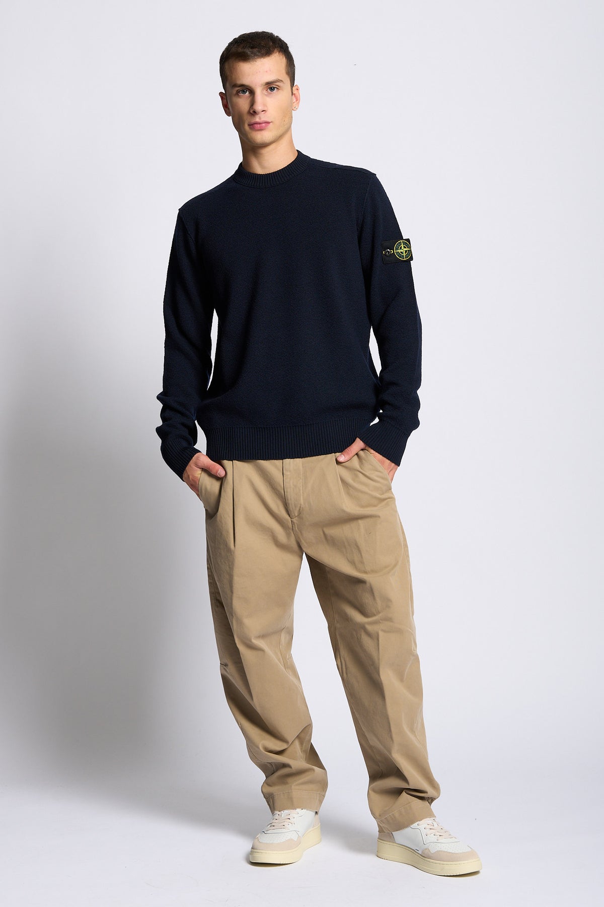 Stone island Girocollo Boucle' Blu Uomo-5