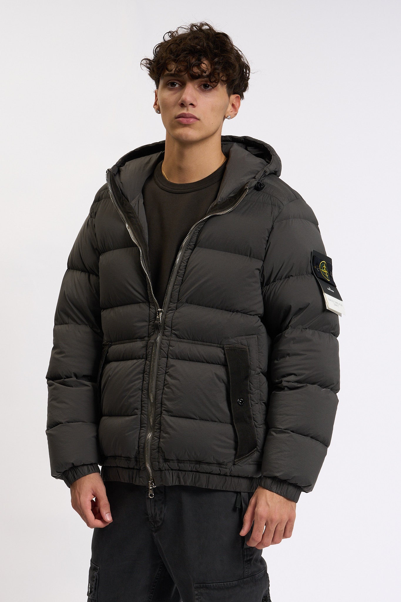Stone island Giubbino Con Cappuccio Piombo Uomo-2
