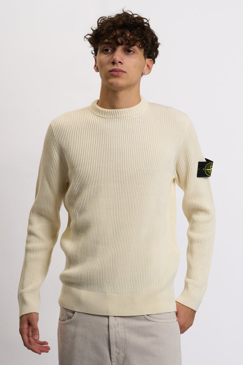 Stone island Maglia Costa Giro Panna Uomo-2