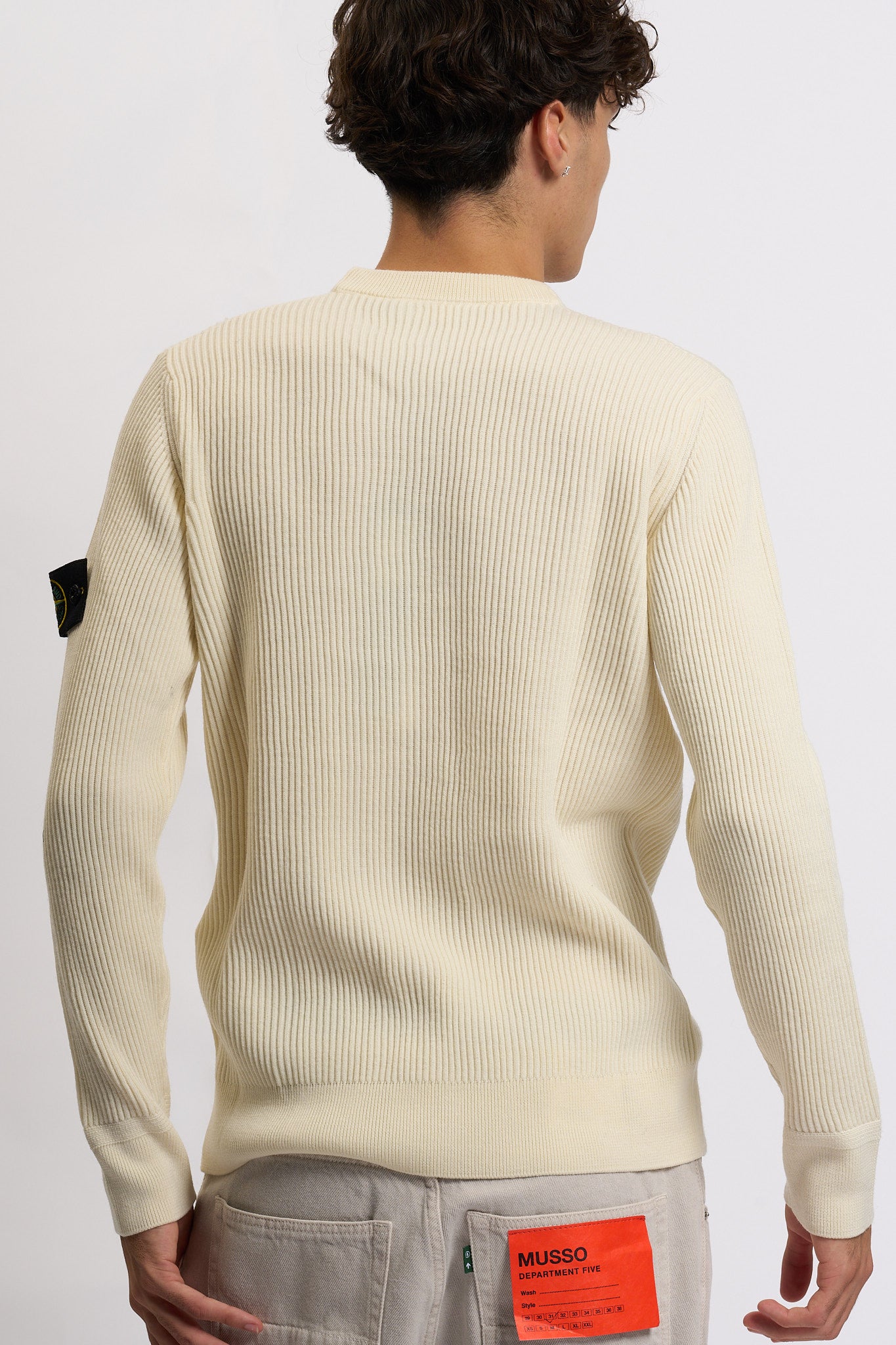 Stone island Maglia Costa Giro Panna Uomo-3