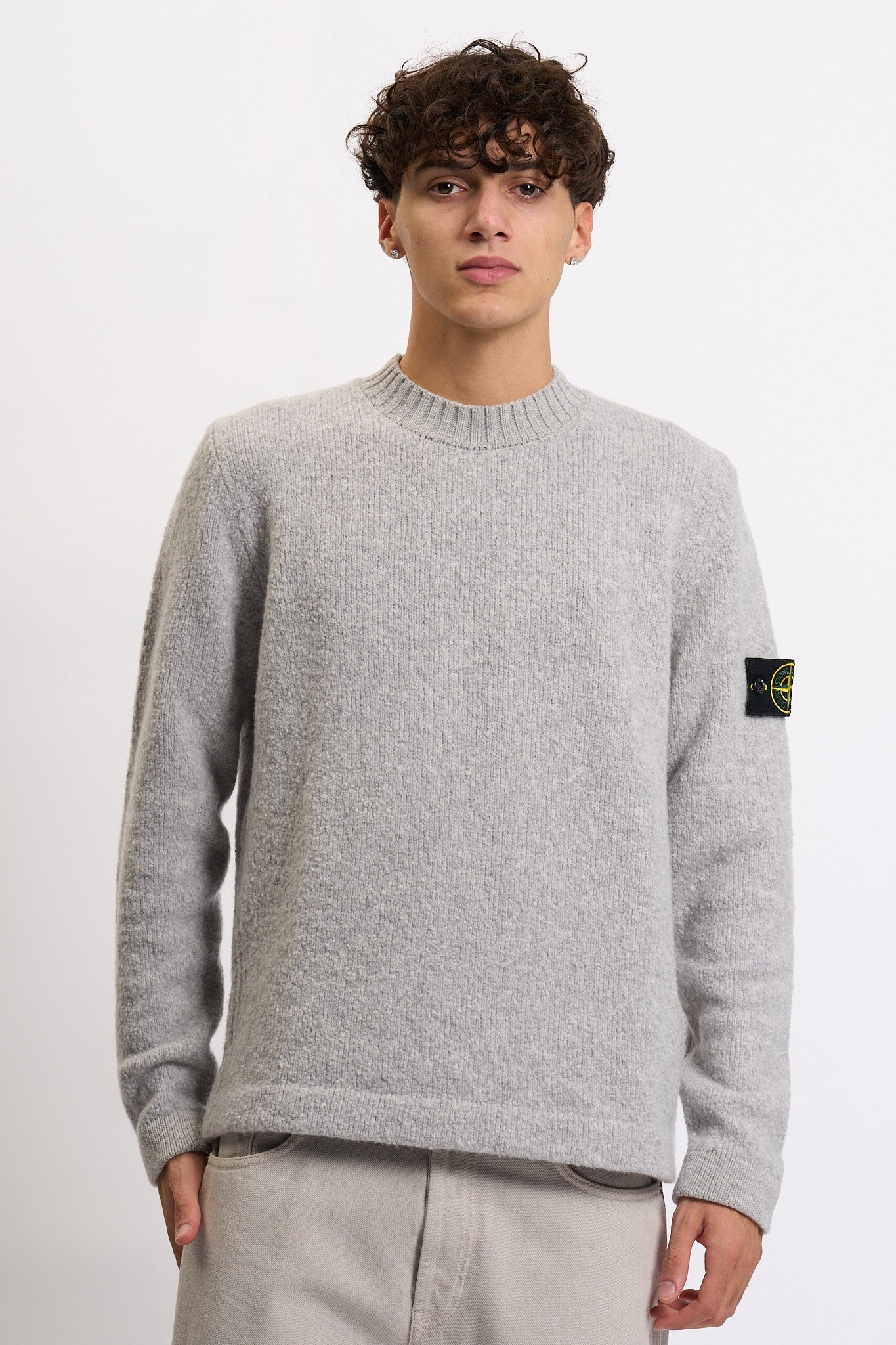 Stone island Maglia Fancy Yarn Grigio melange Uomo-3