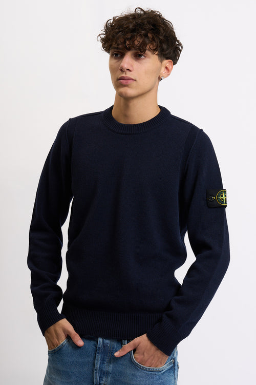 Stone island Maglia Lambswool Giro Blu Uomo